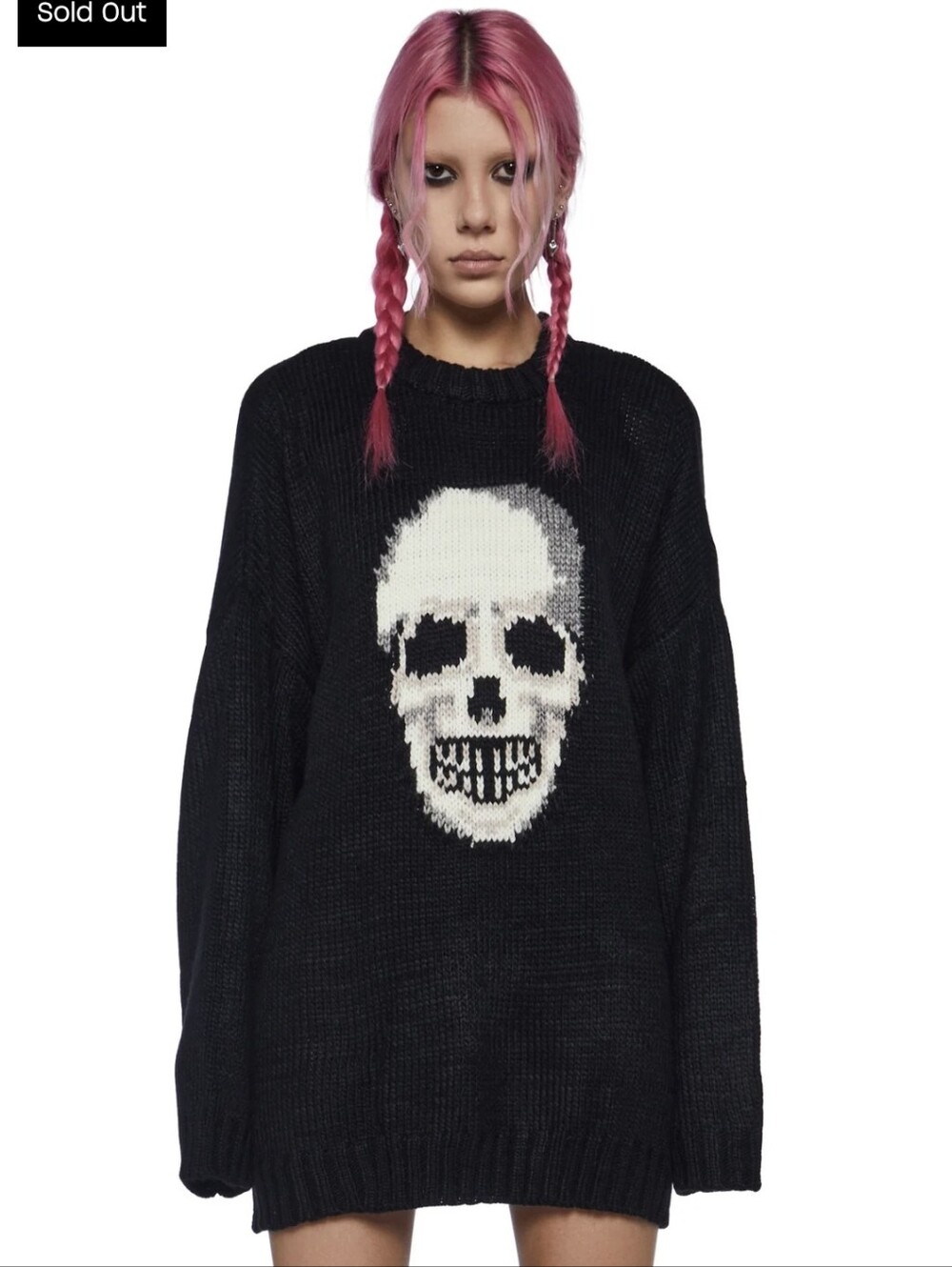 NWT The Ragges Priest Black Knowing Skull Knit Sweater XS